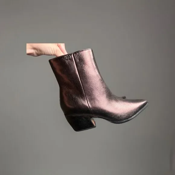 Franco Sarto L-Vivian Metallic Western Ankle Boots Bronze Leather NEW Size 7.5 - Picture 16 of 16